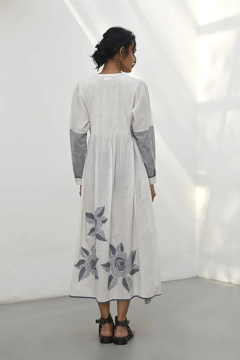 Lesvos ivory applique work tunic dress