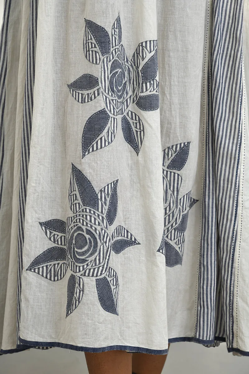 Lesvos ivory applique work tunic dress