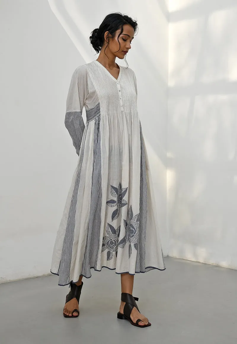 Lesvos ivory applique work tunic dress