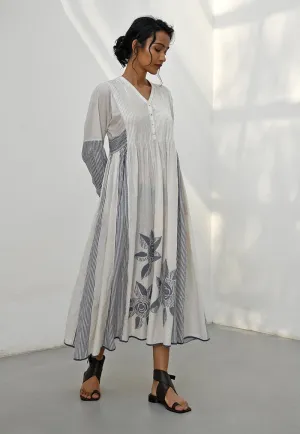 Lesvos ivory applique work tunic dress