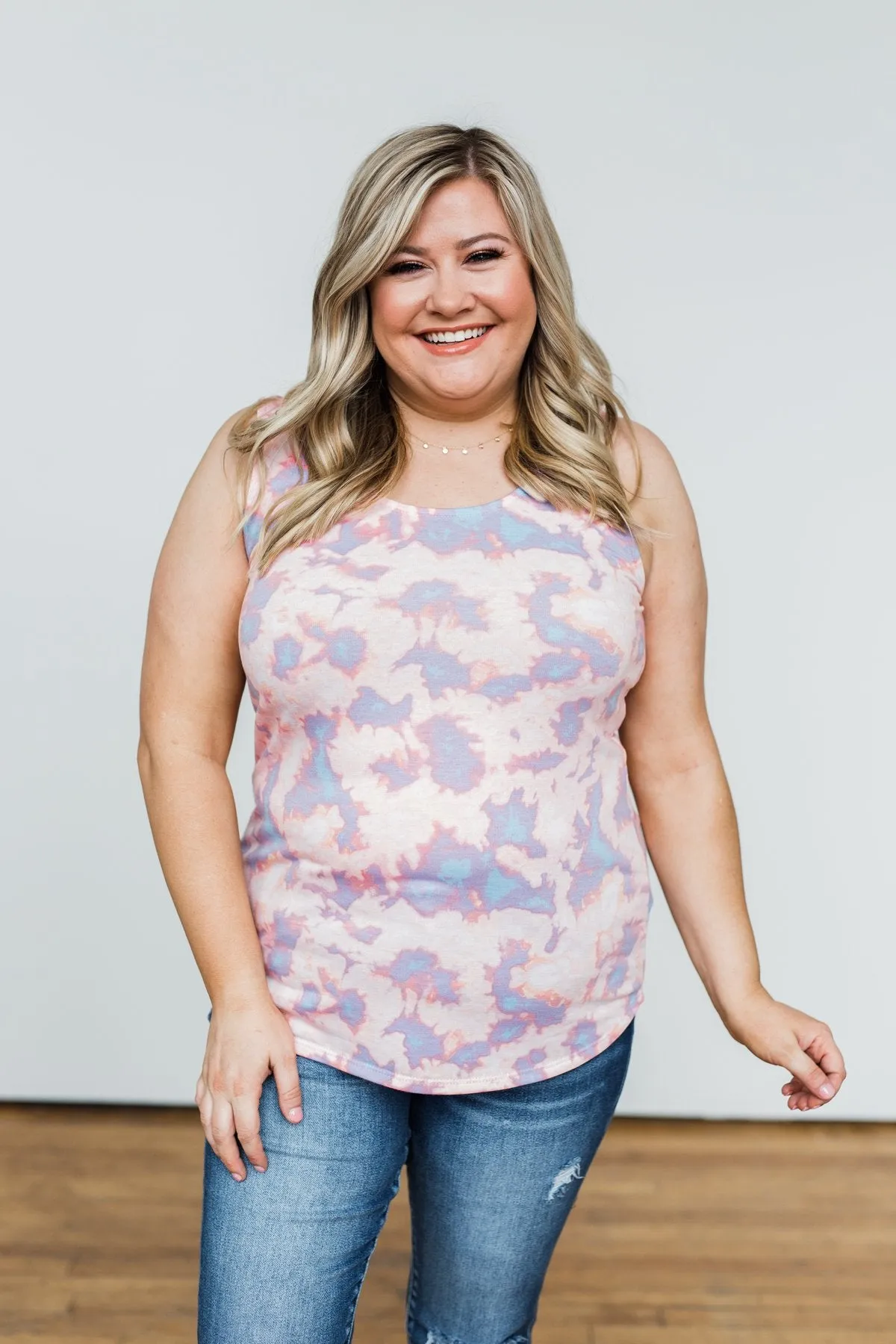 Let Your Smile Shine Tie Dye Tank Top- Pink