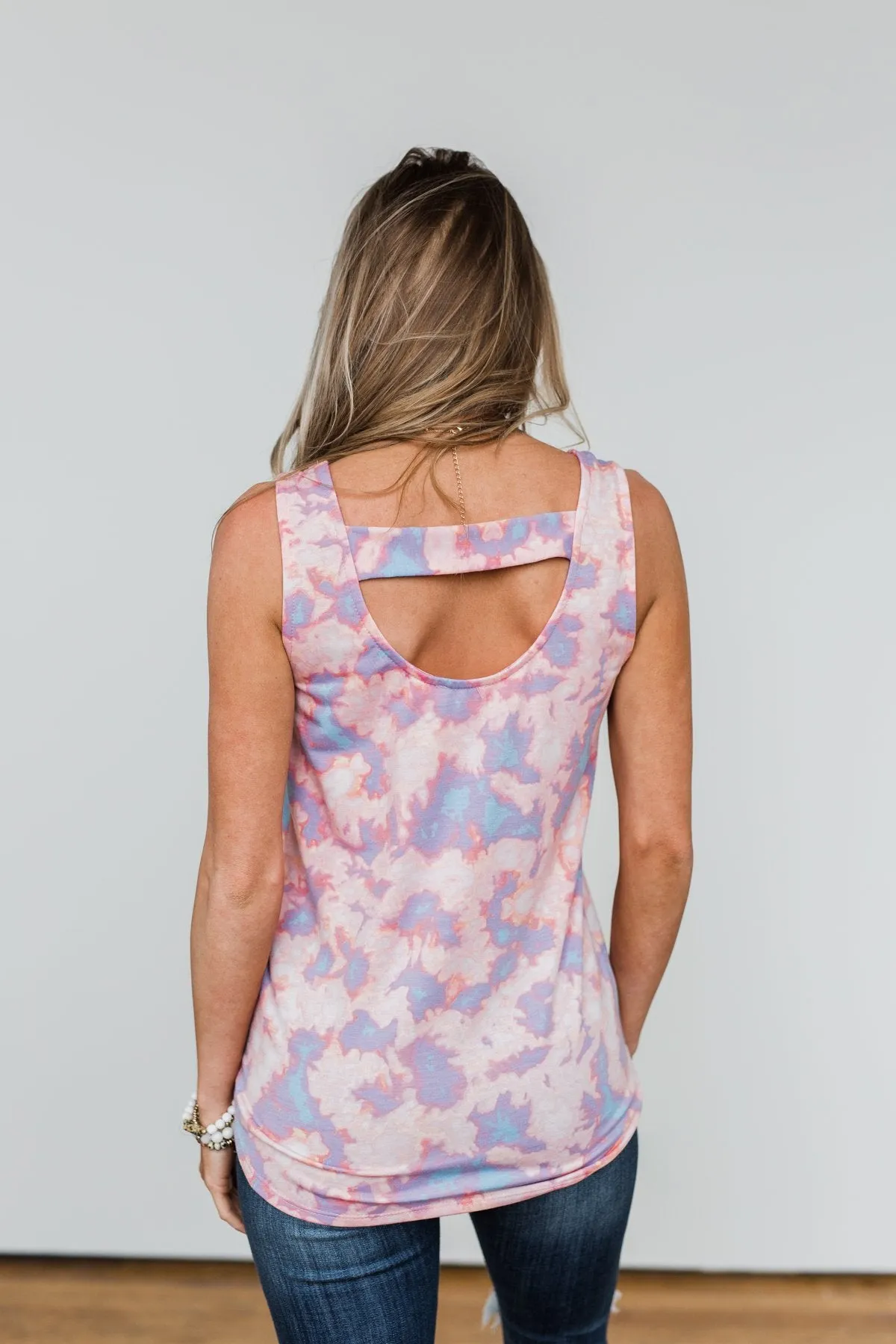 Let Your Smile Shine Tie Dye Tank Top- Pink