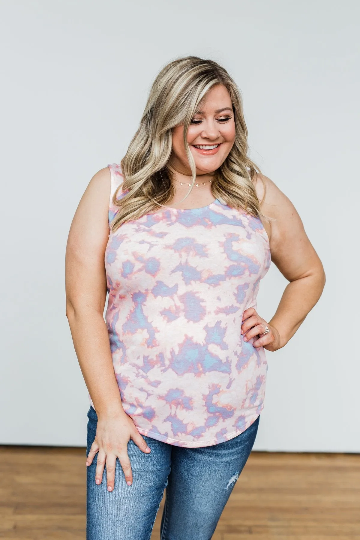 Let Your Smile Shine Tie Dye Tank Top- Pink