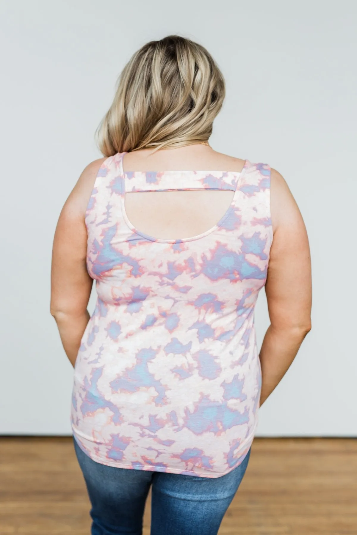 Let Your Smile Shine Tie Dye Tank Top- Pink