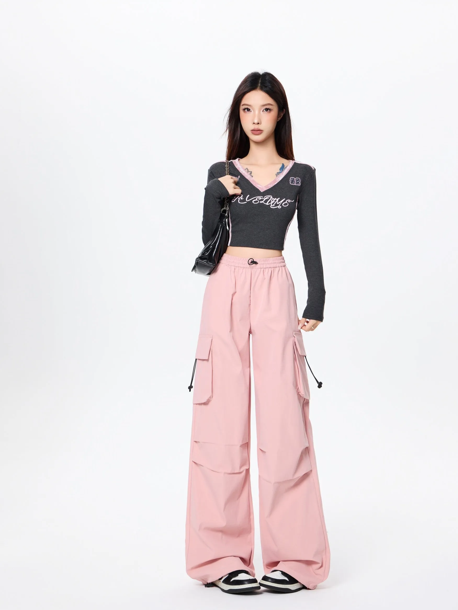 Lightweight and Solid Drawstring Waist Cargo Pants for Women