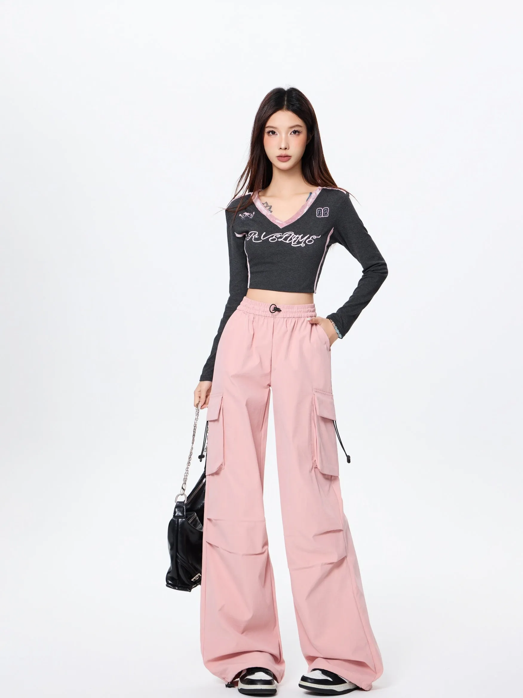Lightweight and Solid Drawstring Waist Cargo Pants for Women
