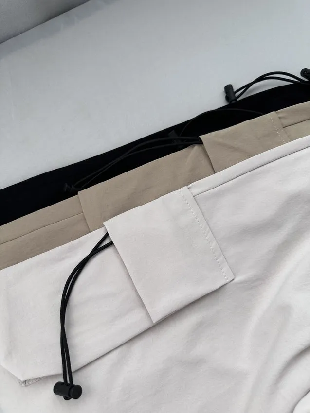 Lightweight and Solid Drawstring Waist Cargo Pants for Women
