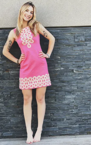 Lilly Pulitzer Pink Adelson Shift Gold Lace Size 2