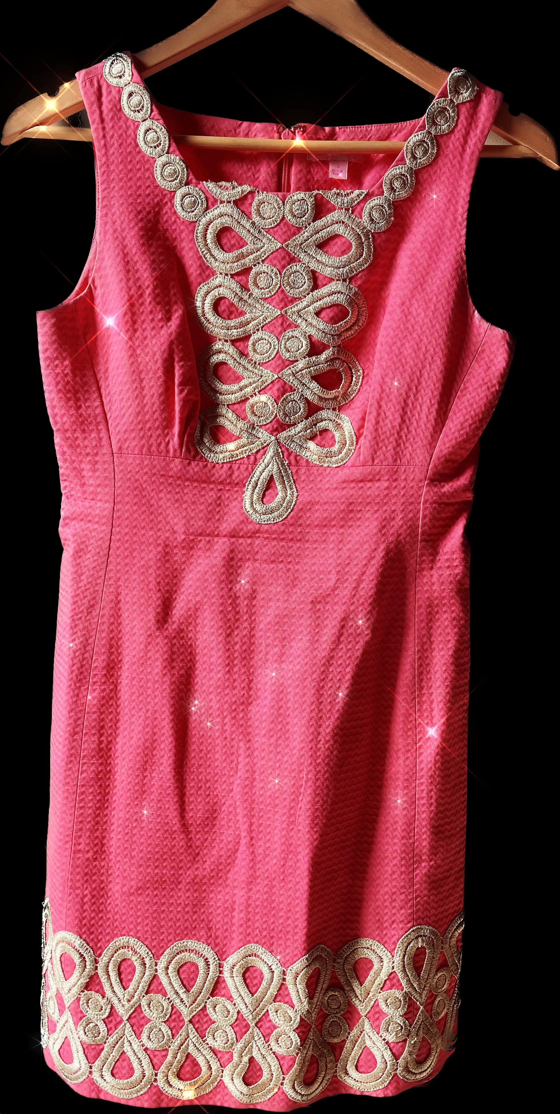 Lilly Pulitzer Pink Adelson Shift Gold Lace Size 2