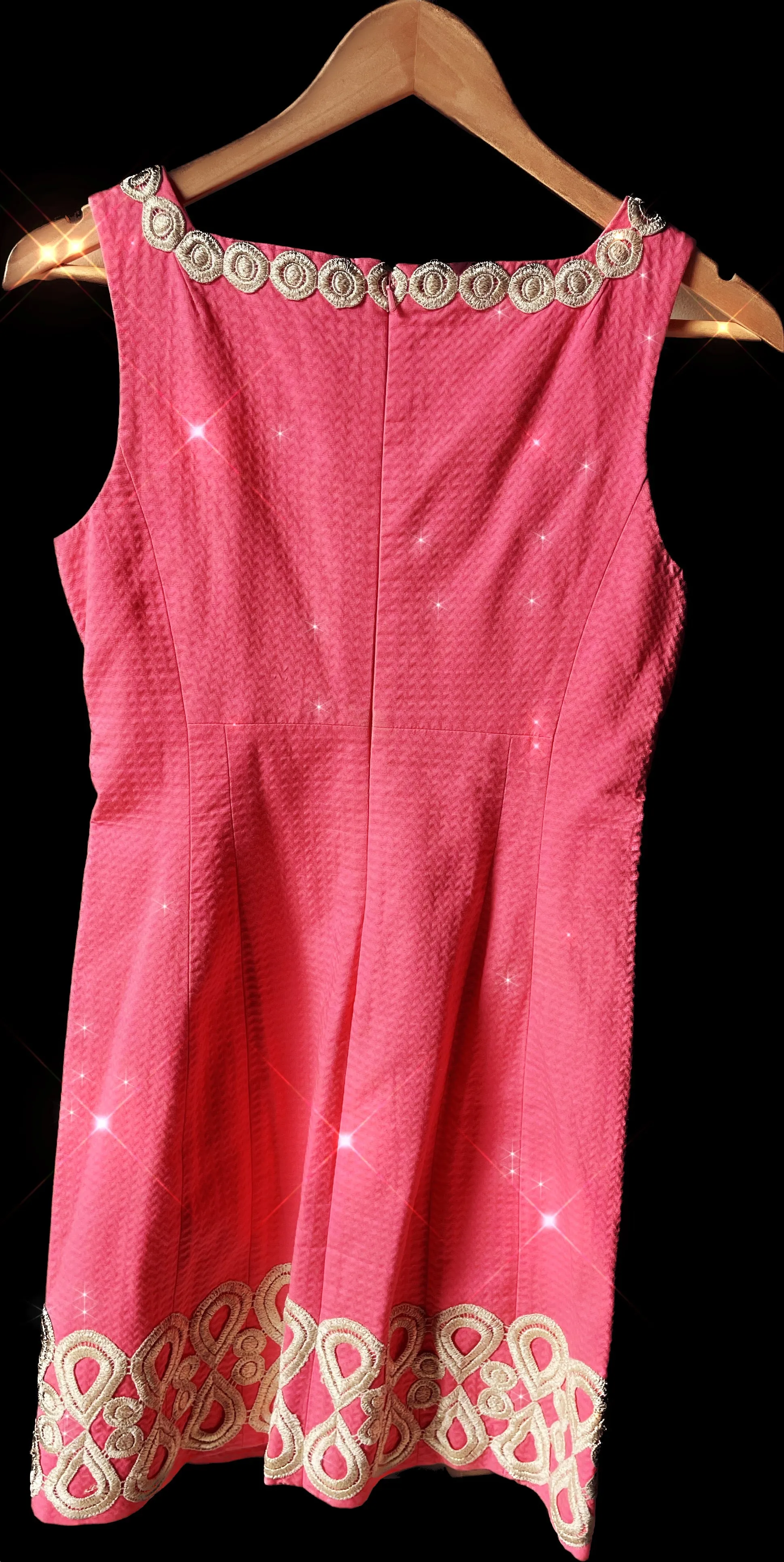 Lilly Pulitzer Pink Adelson Shift Gold Lace Size 2