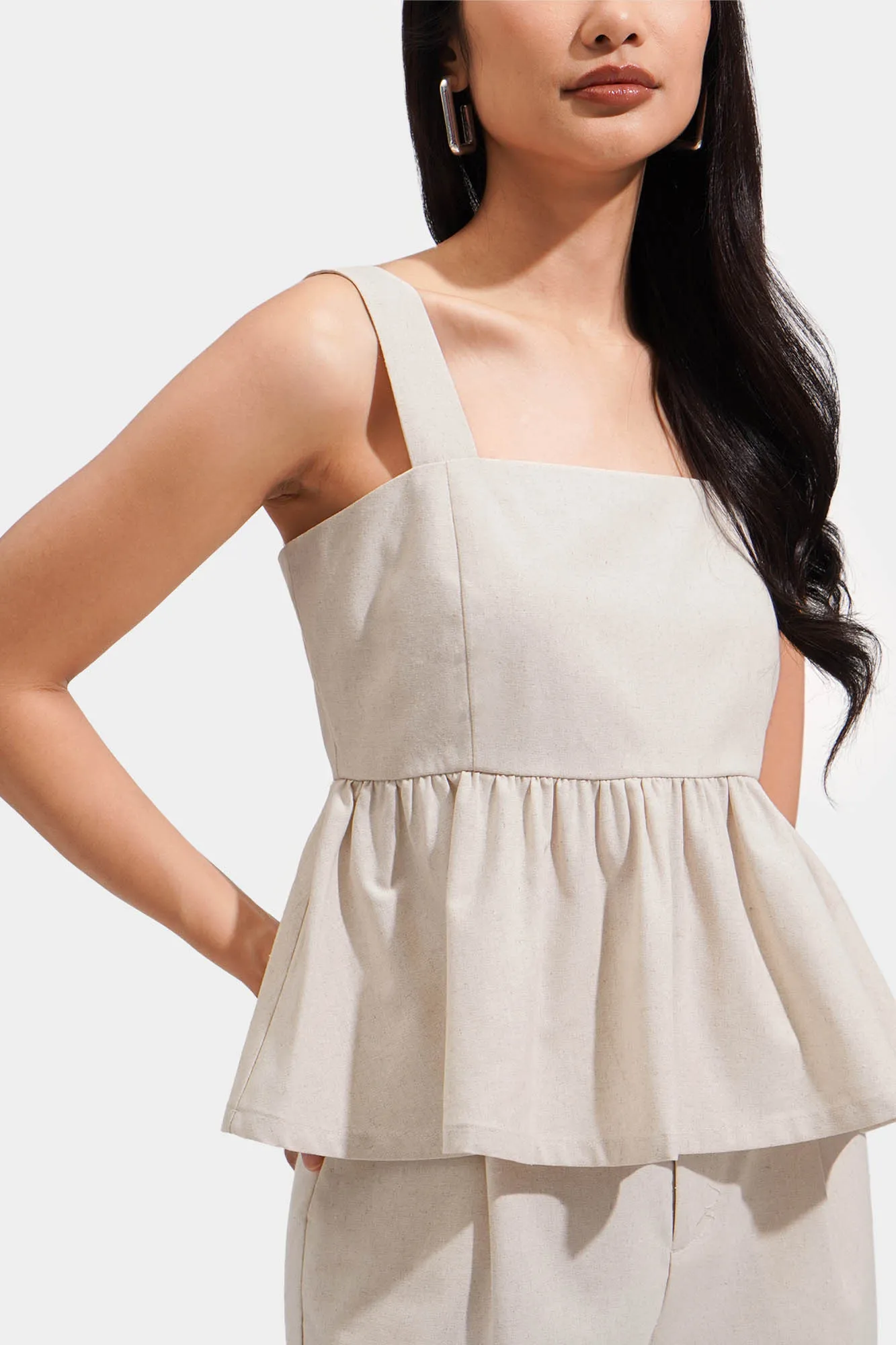 Linen Peplum Top