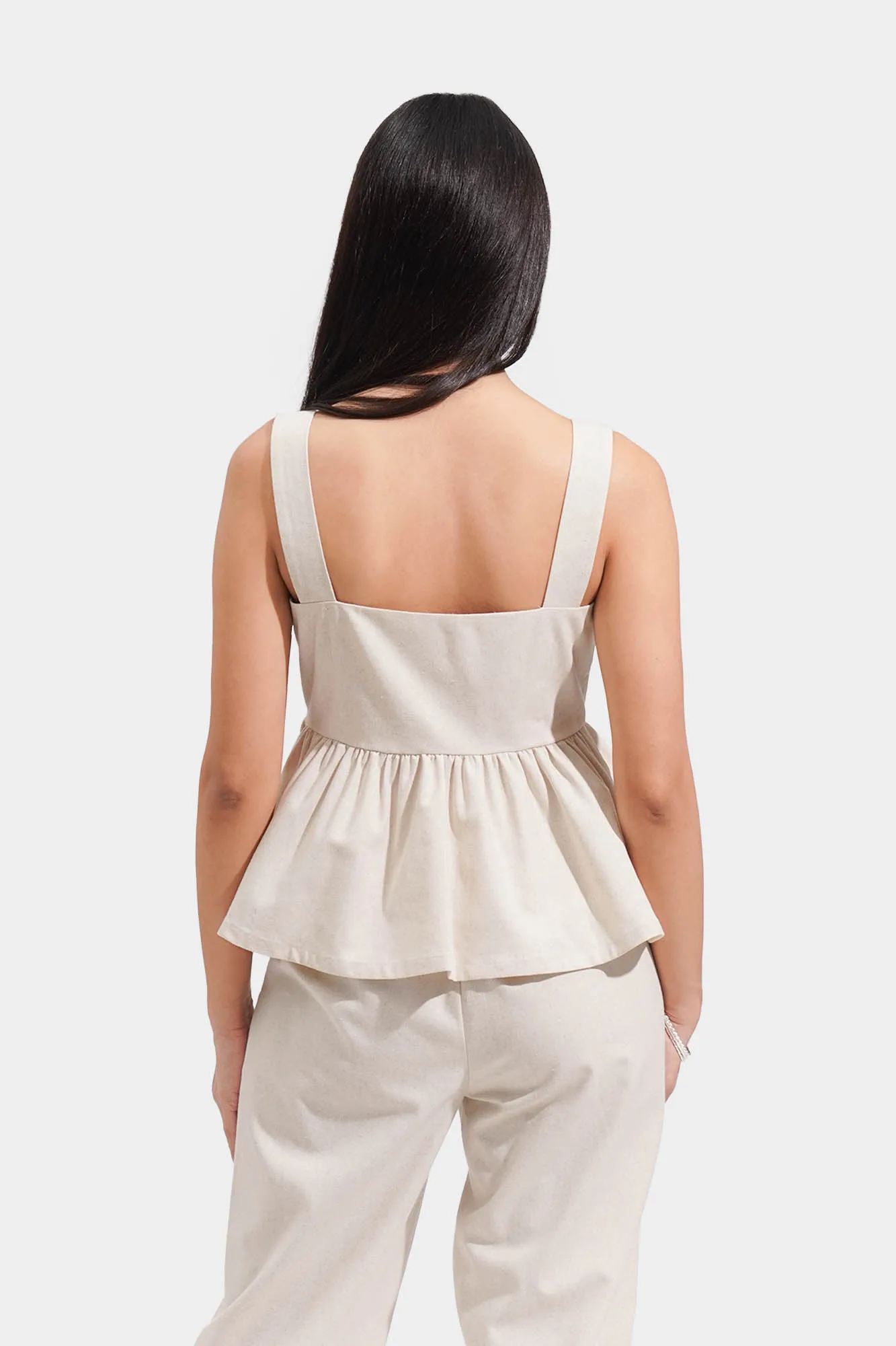 Linen Peplum Top