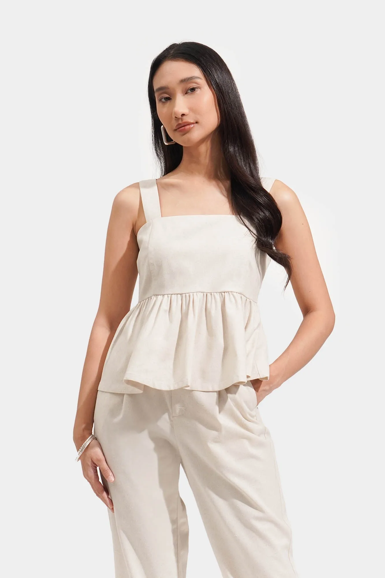 Linen Peplum Top