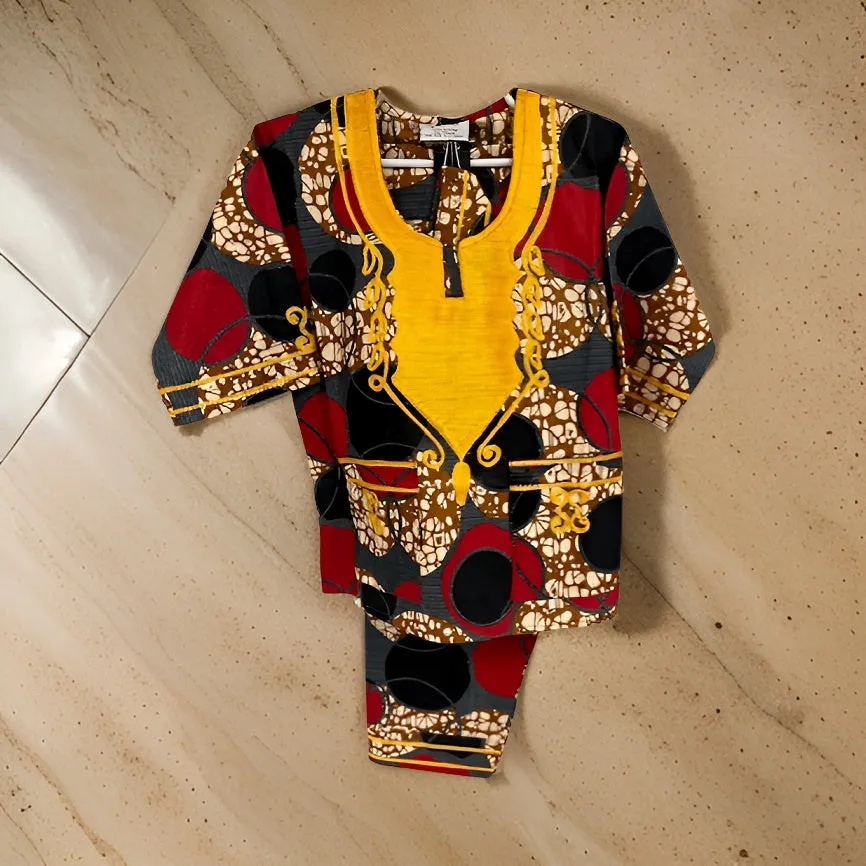Little Boys 3pc African Ball Print Dashiki Pant Set