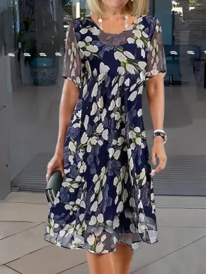 Lizzy Floral Print Double Tunic Dress