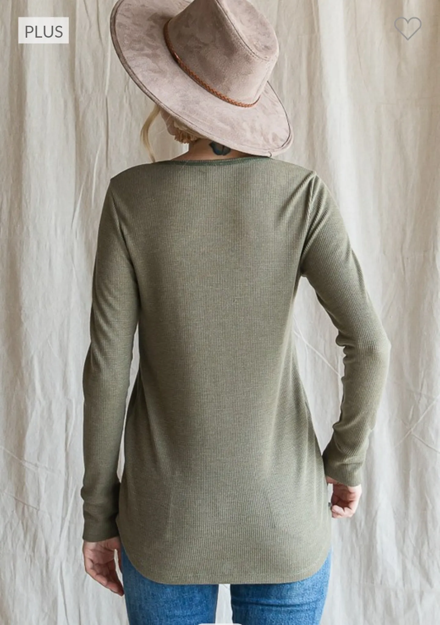 Long Sleeve Thermal Henley Snap Front Tunic