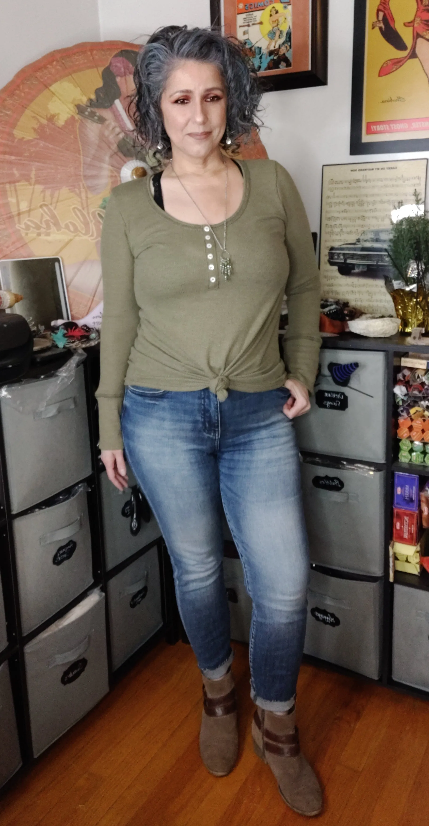 Long Sleeve Thermal Henley Tunic