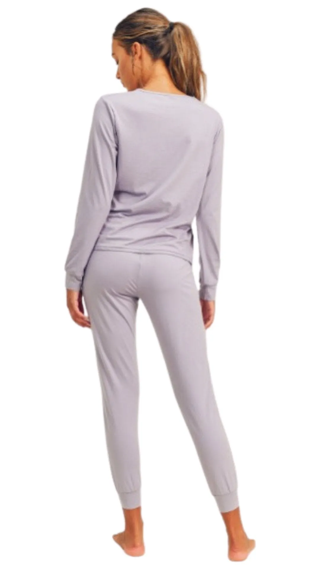 Long Sleeve Top and Lounge Pants Set Lilac