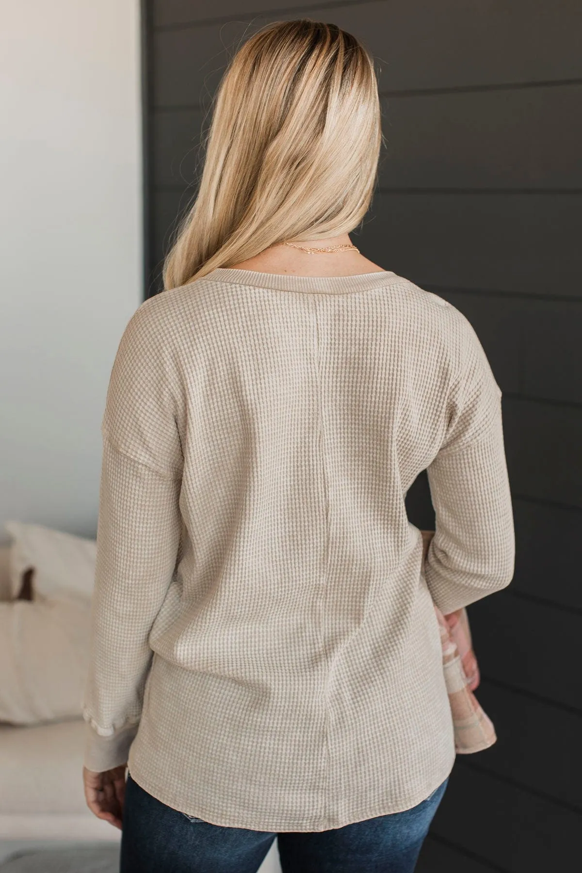 Look To Tomorrow Waffle Top- Light Beige