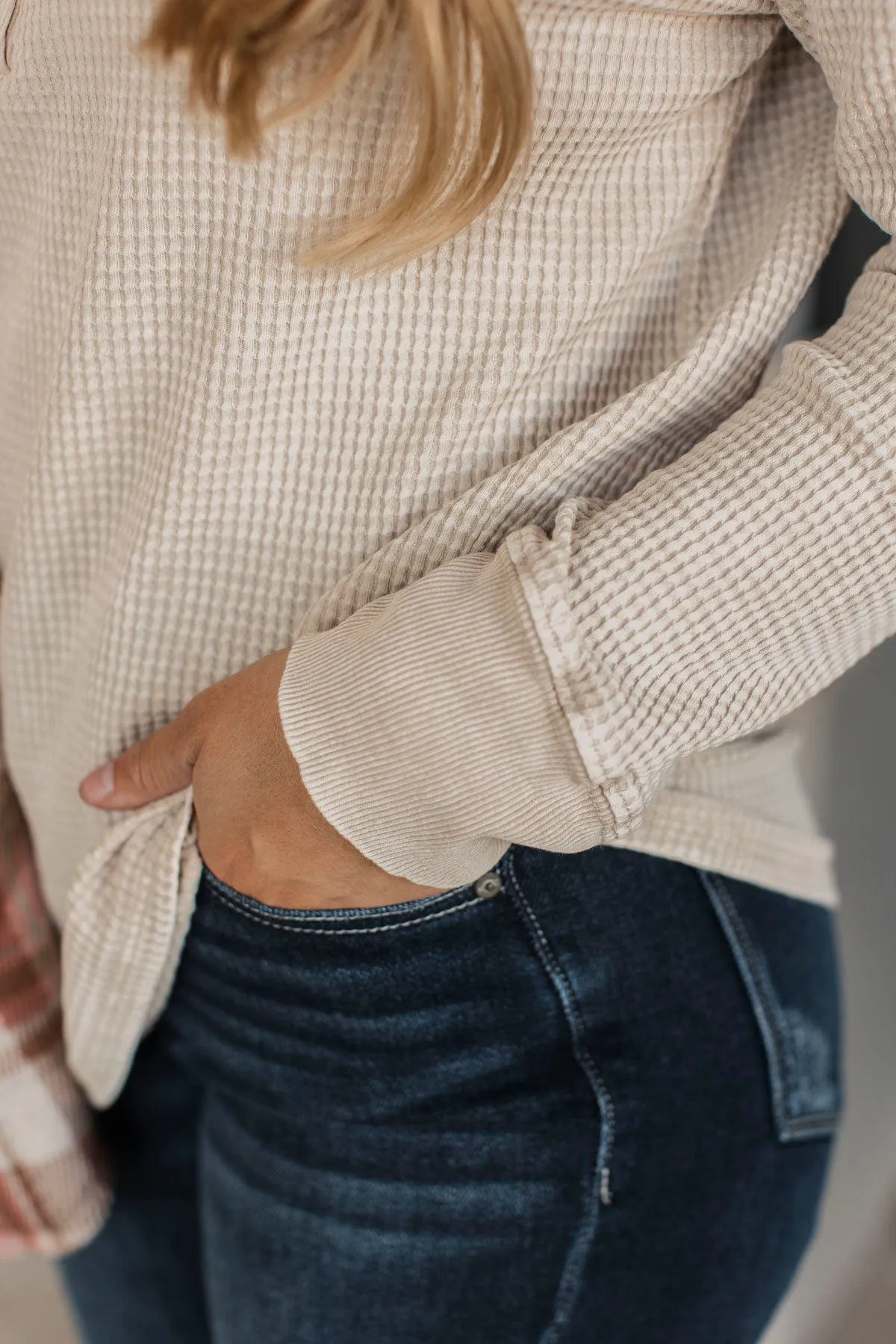 Look To Tomorrow Waffle Top- Light Beige