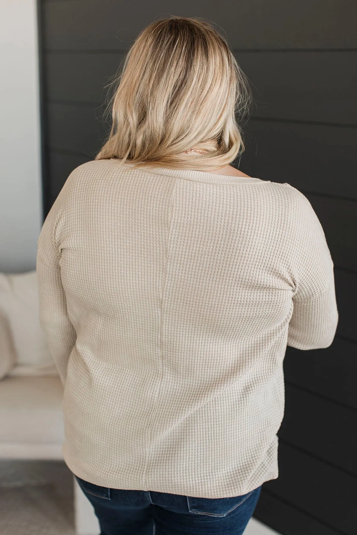 Look To Tomorrow Waffle Top- Light Beige