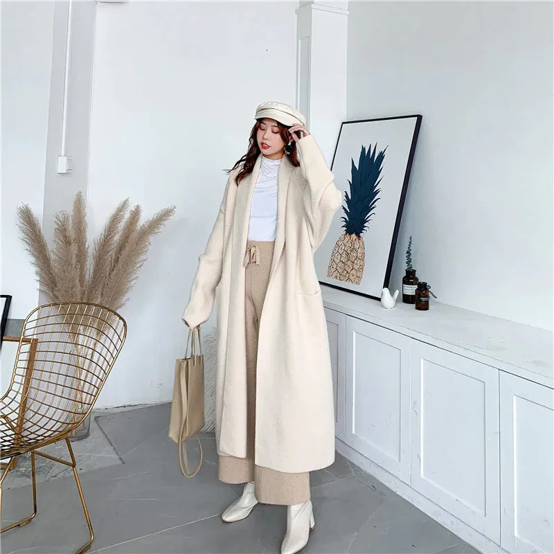 Loose Thick Belted Long Cardigan Coat
