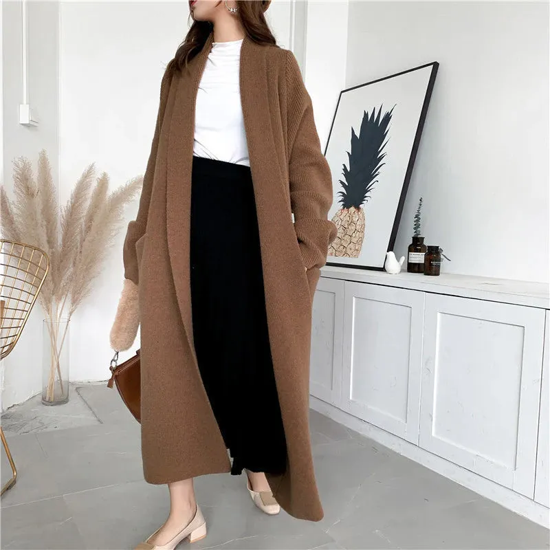 Loose Thick Belted Long Cardigan Coat