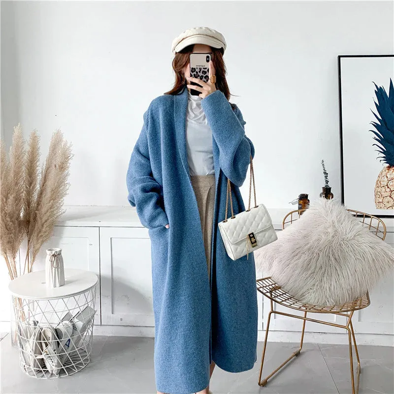 Loose Thick Belted Long Cardigan Coat