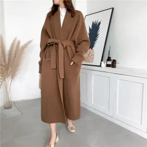 Loose Thick Belted Long Cardigan Coat