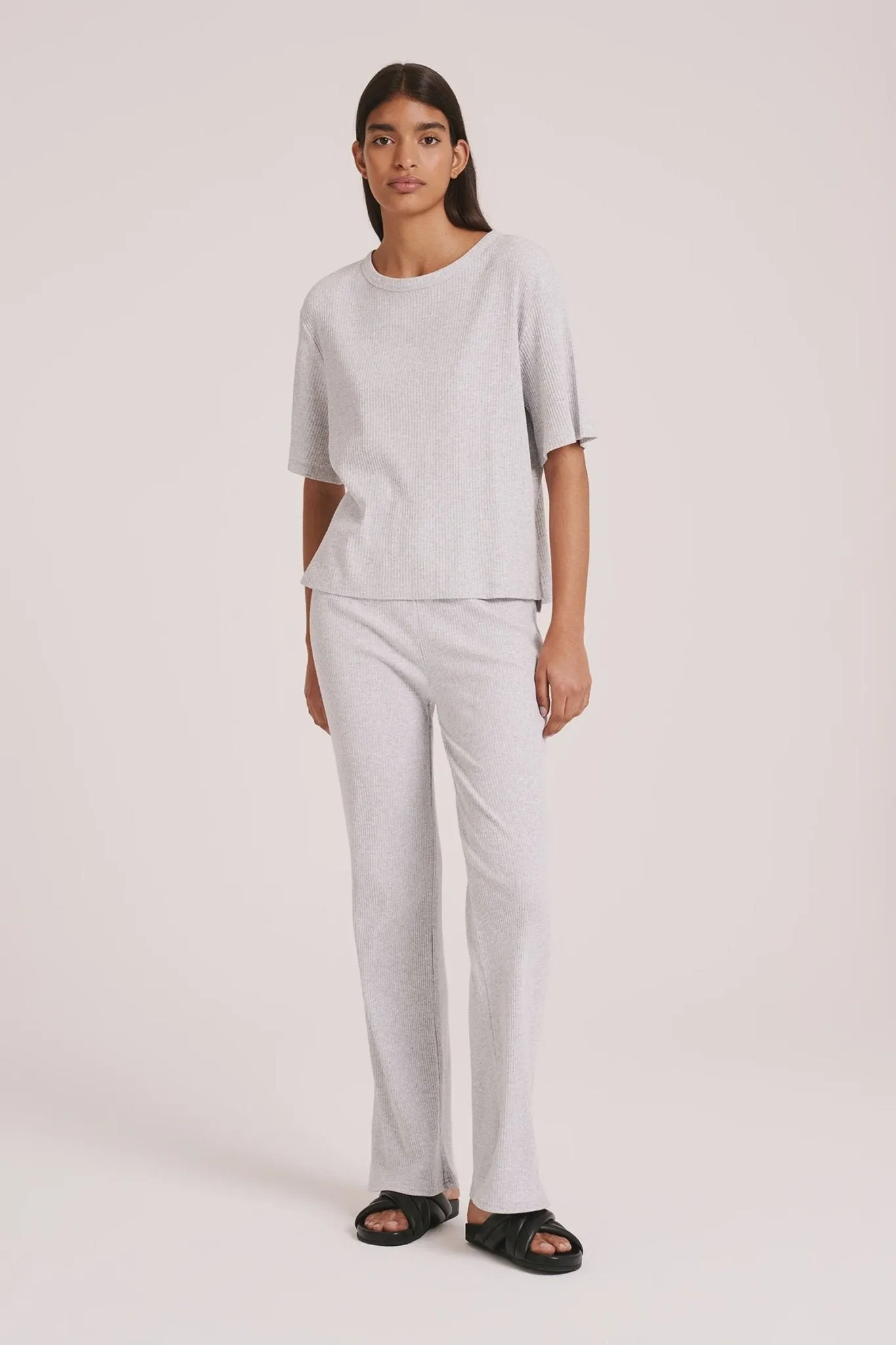 Lounge Rib Pants Grey Marle
