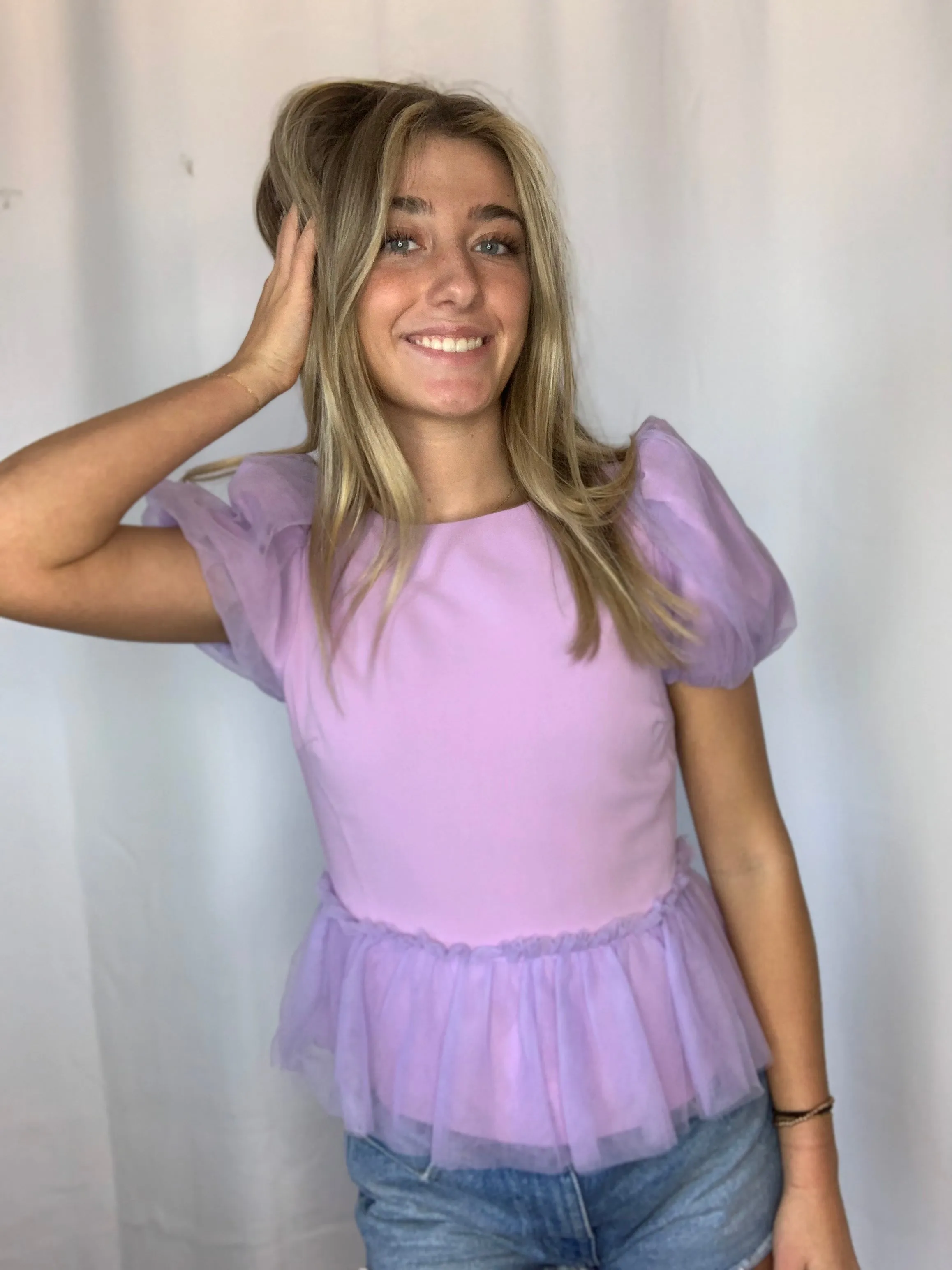 Luna- Mesh Ruffle Top
