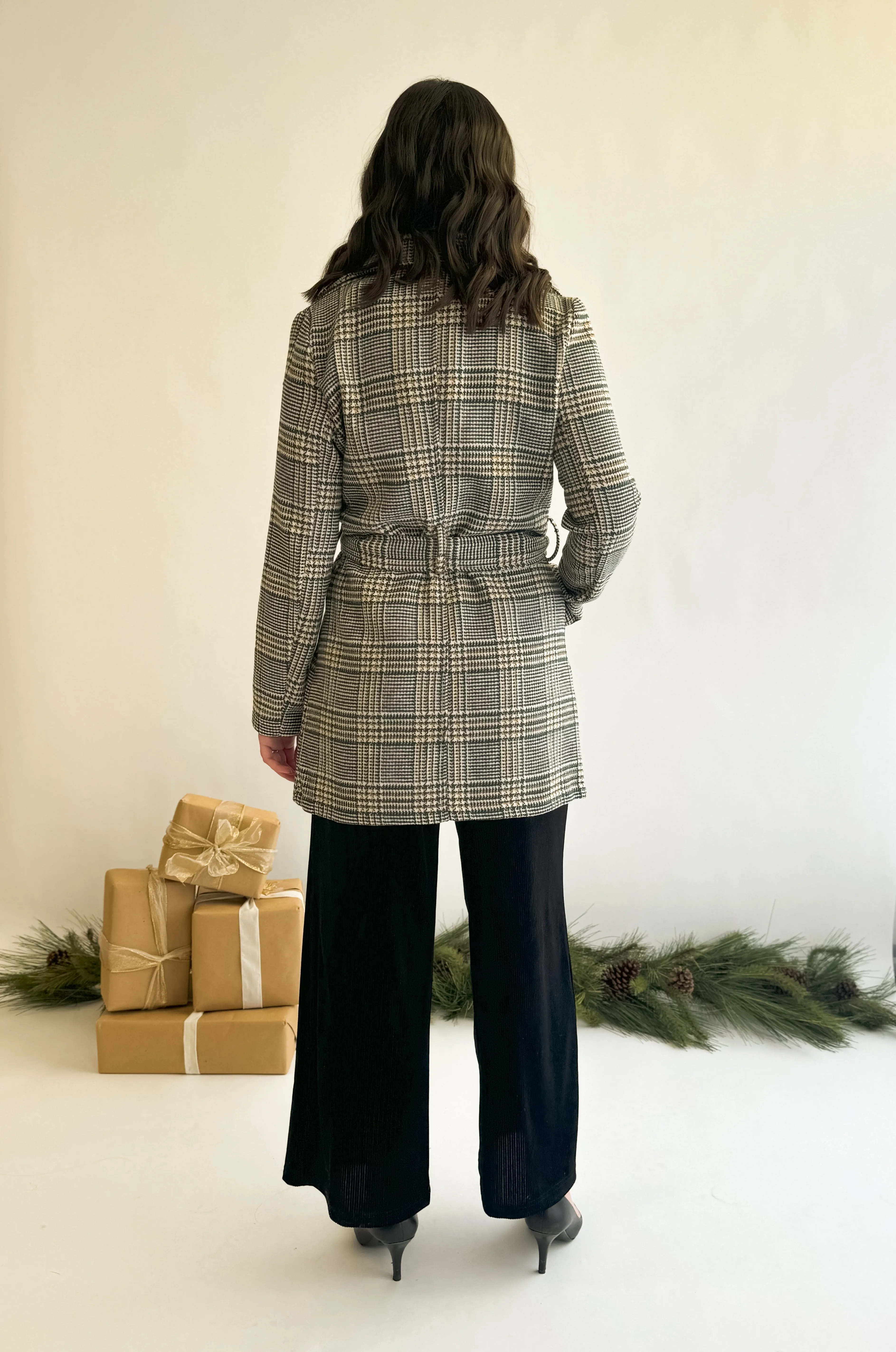 Luxe Plaid Belted Coat