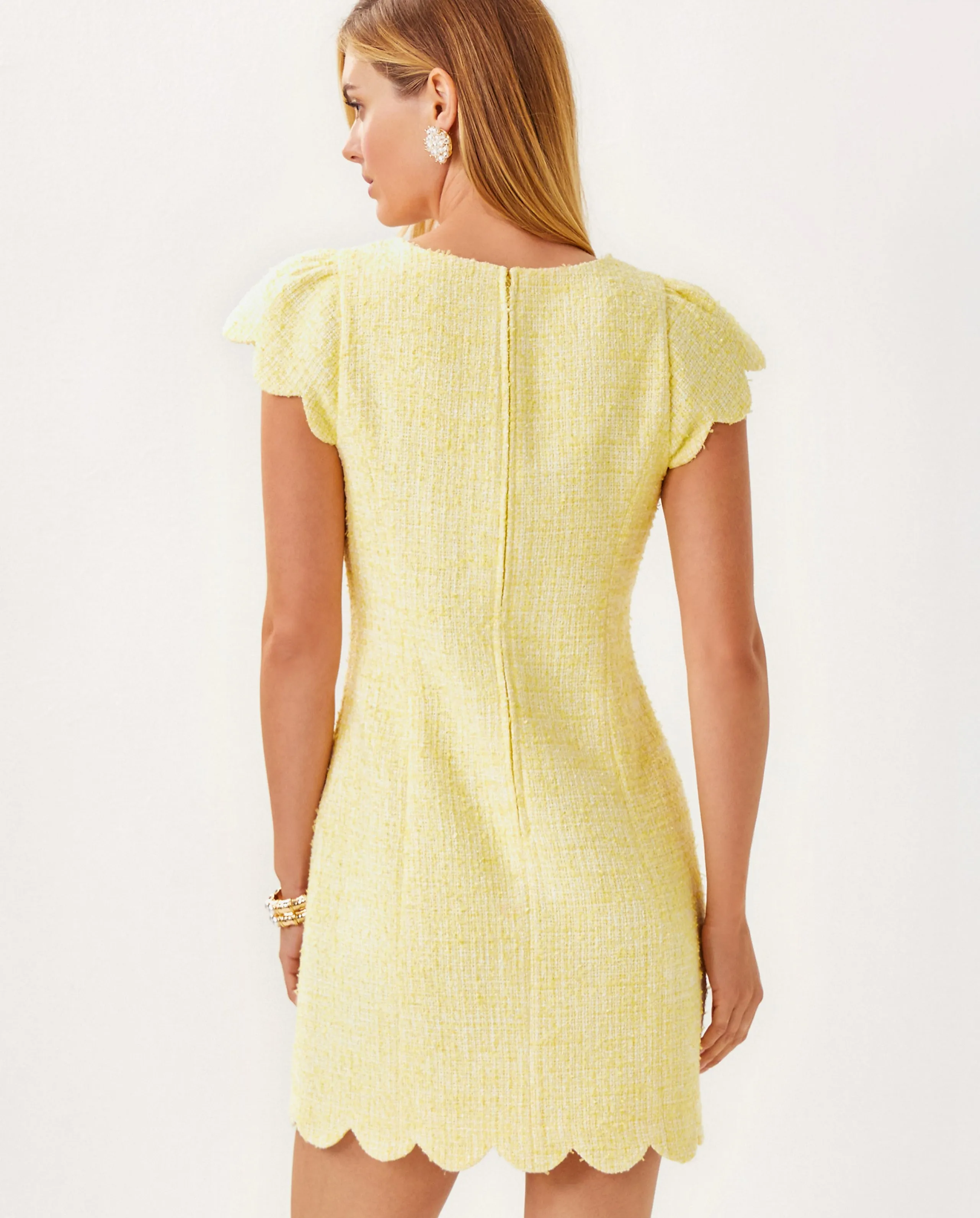 Maisley Boucle Shift Dress - Finch Yellow Chic Chick Boucle