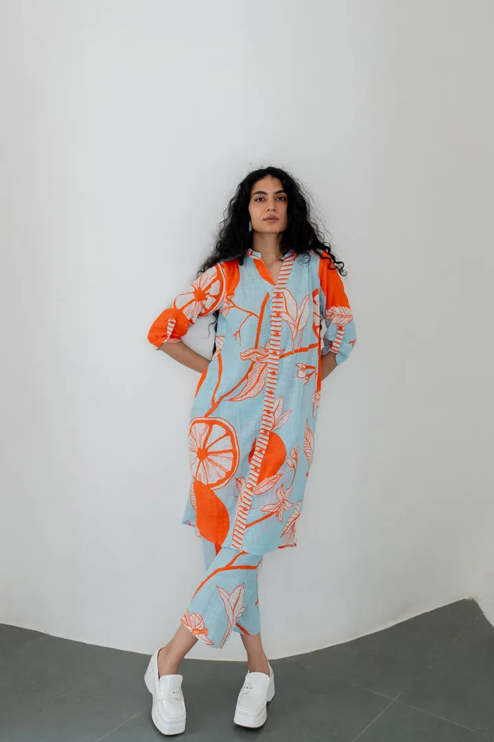 Mandarin Print Cotton Co-Ord