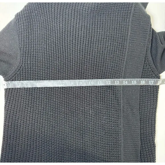 Margaret O’Leary Wool Tunic Cardigan Small Black Knit Lagenlook Minimalist Boho