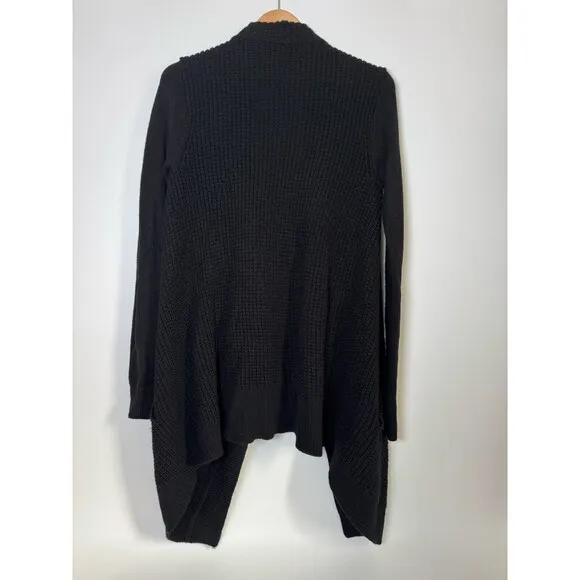 Margaret O’Leary Wool Tunic Cardigan Small Black Knit Lagenlook Minimalist Boho
