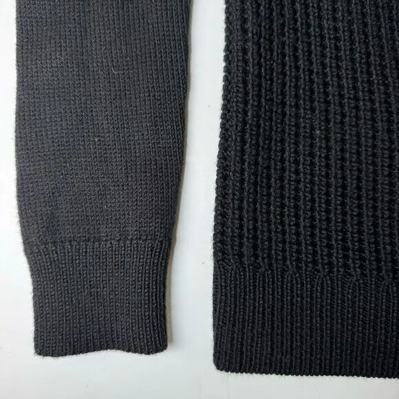 Margaret O’Leary Wool Tunic Cardigan Small Black Knit Lagenlook Minimalist Boho