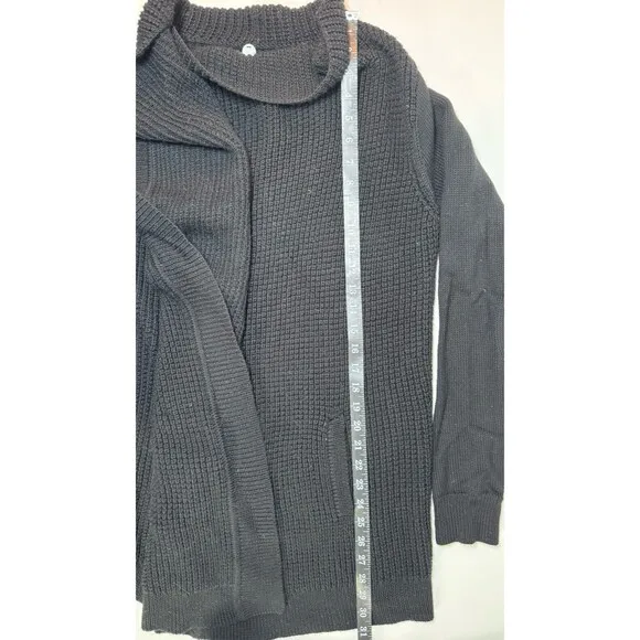 Margaret O’Leary Wool Tunic Cardigan Small Black Knit Lagenlook Minimalist Boho