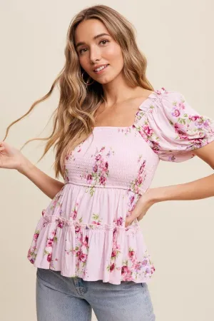 Marley Floral Print Peplum Top