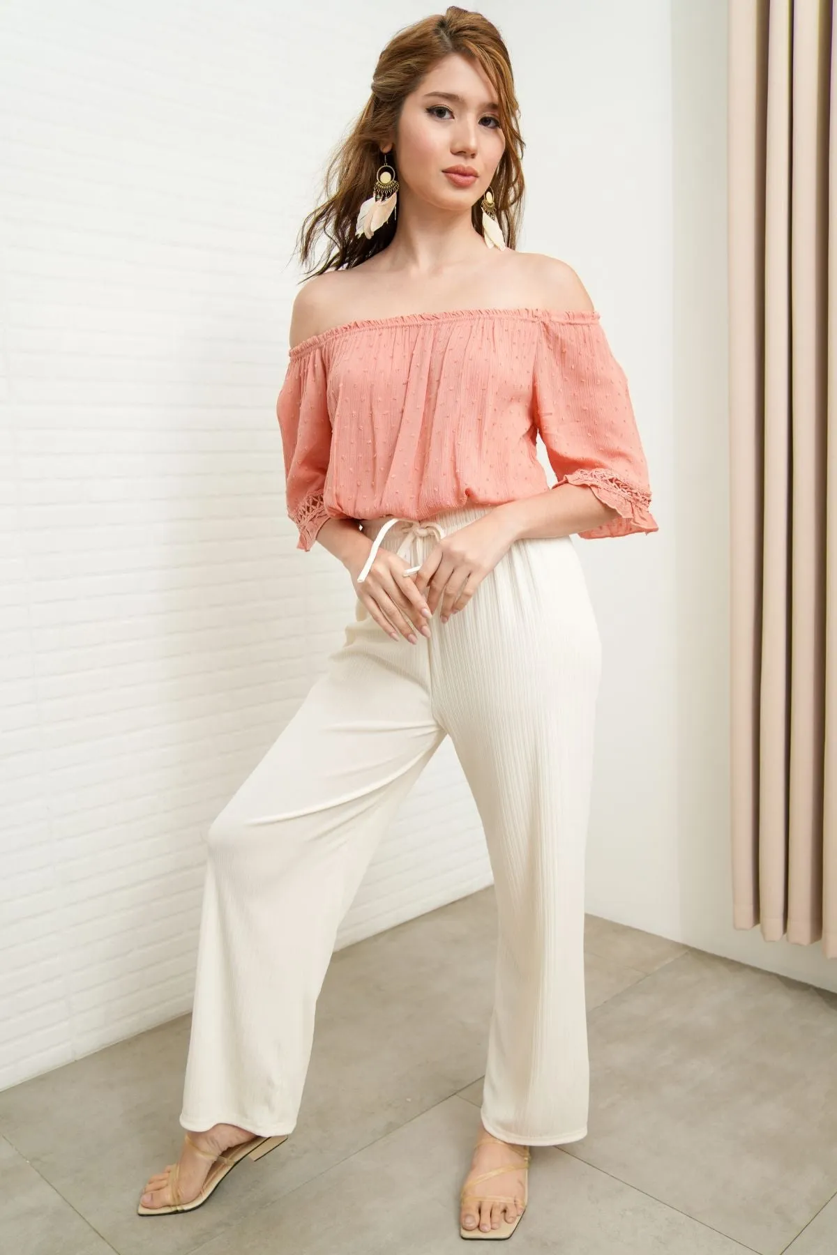 MAUDE Drawstring Lounge Pants (Cream White)