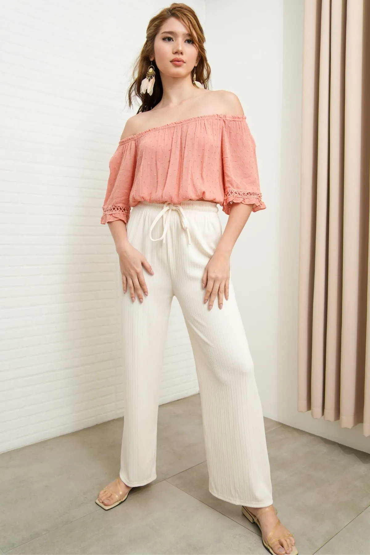 MAUDE Drawstring Lounge Pants (Cream White)