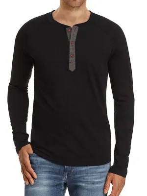 Men's Long Sleeve Henley Tee