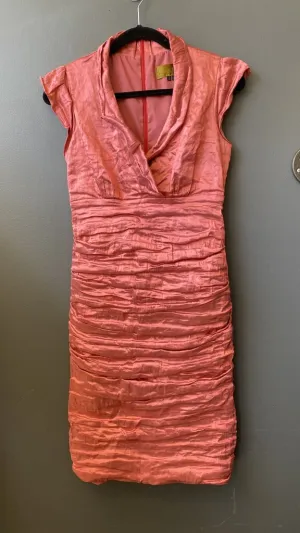 Metallic Ruched Satin Sheath Dress