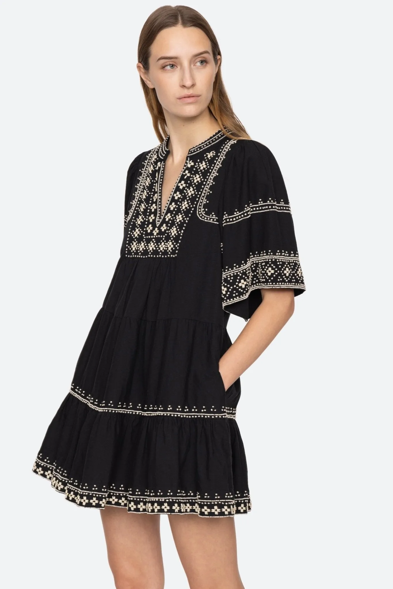 MILLE EMBROIDERY S/SLV TUNIC DRESS