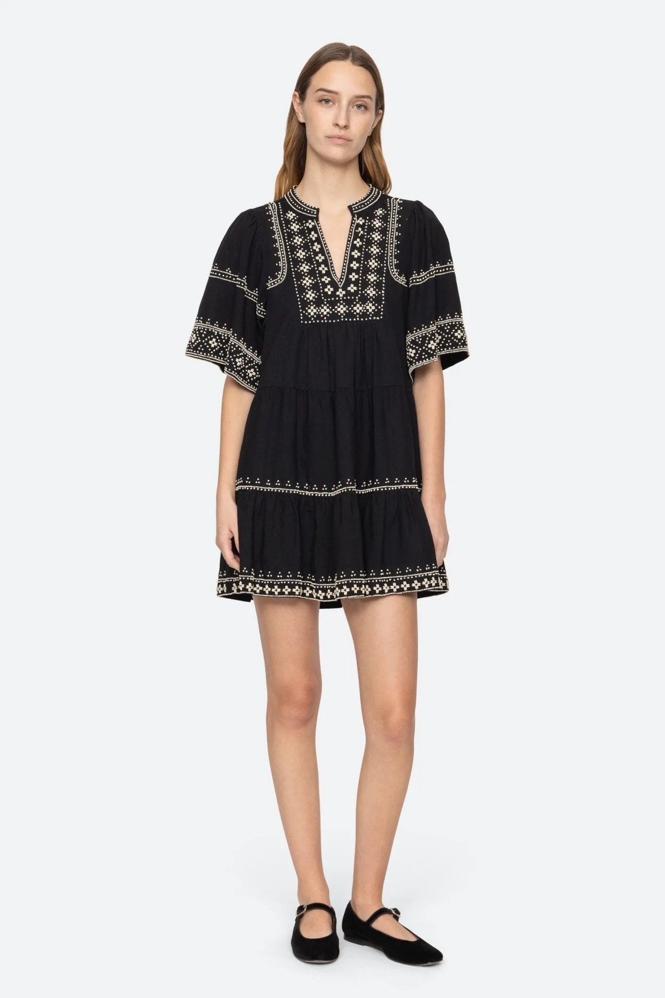 MILLE EMBROIDERY S/SLV TUNIC DRESS