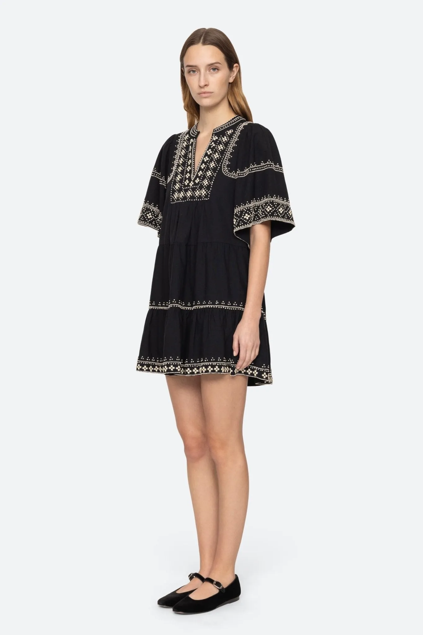 MILLE EMBROIDERY S/SLV TUNIC DRESS