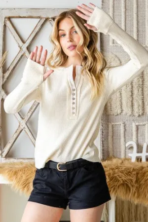Mineral Wash Henley Thermal L/S with Buttons