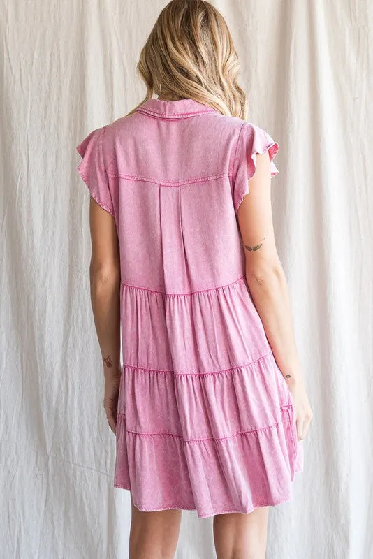 Mineral Wash Tiered Dress - Final Sale