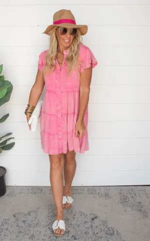Mineral Wash Tiered Dress - Final Sale