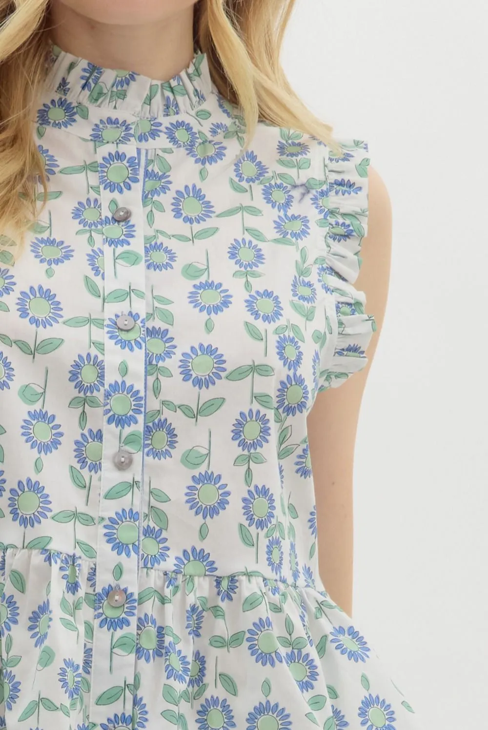 Miriam Sleeveless Floral Peplum Top, Mint
